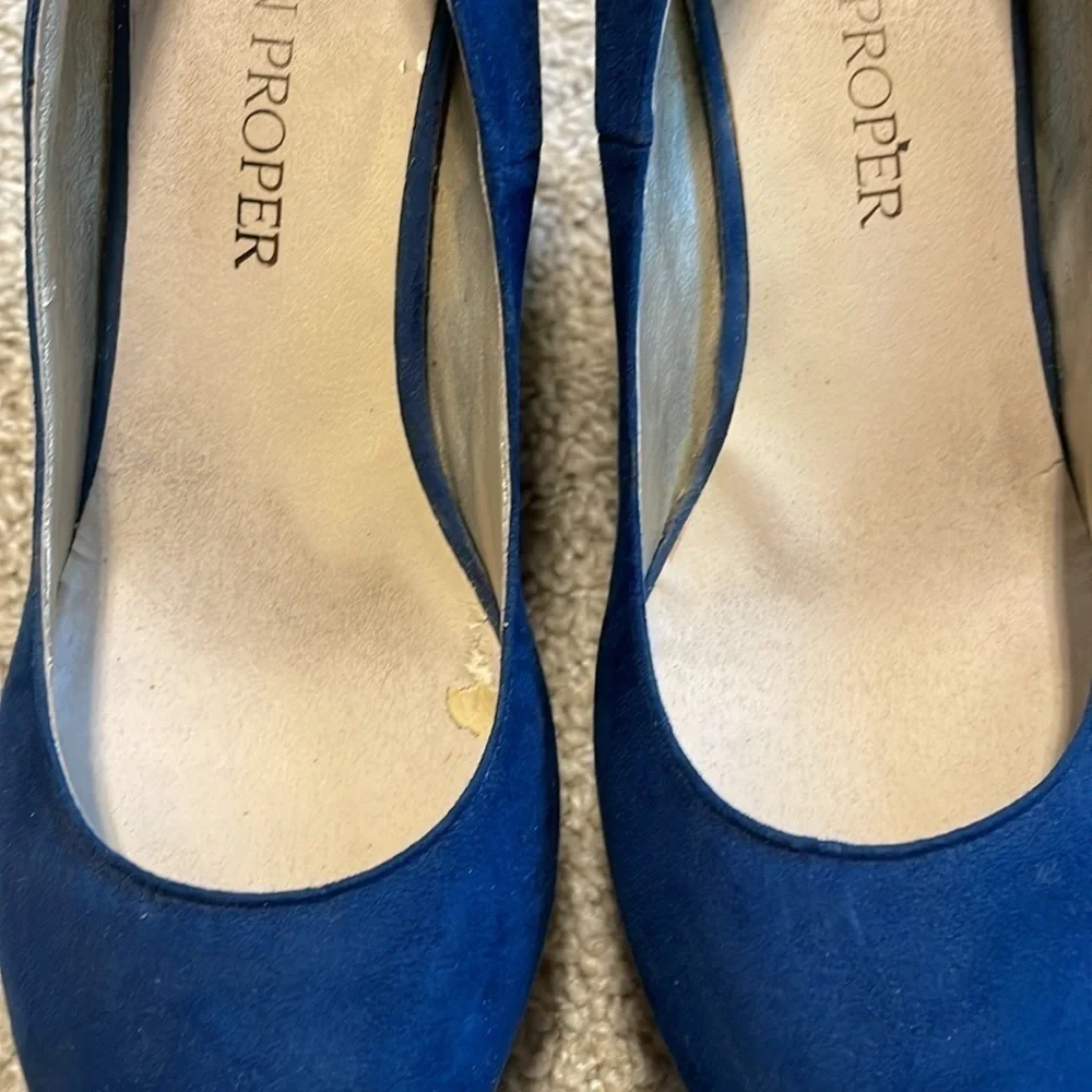 Boston Proper Women’s Pammy Wedge Heels Size 8 Blue Platform Suede Preppy Party